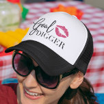 Goal Digger Trucker Hat<br><div class="desc">Cute trucker hat design features "goal digger" in black lettering with a vibrant fuchsia pink lips illustration. Makes a great gift for independent lip color distributors,  downlines and makeup artists!</div>