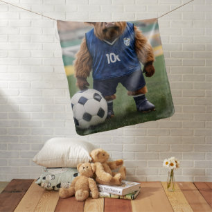 "Goal-Getter: A Highland Cow Dressed for Soccer"  Baby Blanket