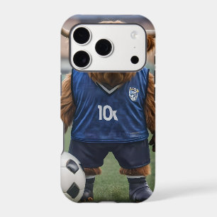 "Goal-Getter: A Highland Cow Dressed for Soccer" iPhone 17 Pro Case