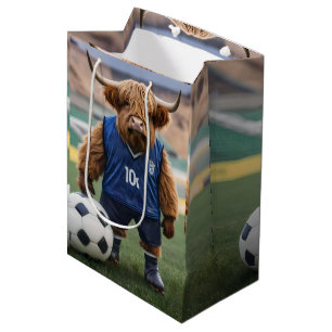 "Goal-Getter: A Highland Cow Dressed for Soccer"  Medium Gift Bag