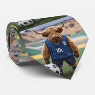 "Goal-Getter: A Highland Cow Dressed for Soccer" Neck Tie