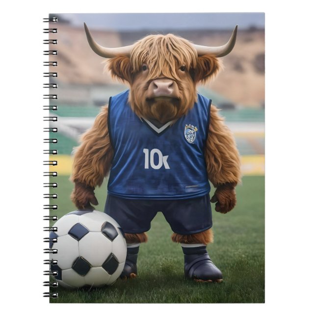 "Goal-Getter: A Highland Cow Dressed for Soccer"  Notebook (Front)