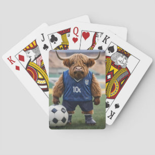 "Goal-Getter: A Highland Cow Dressed for Soccer" Poker Cards