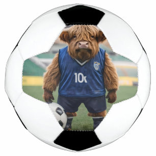 "Goal-Getter: A Highland Cow Dressed for Soccer" Soccer Ball