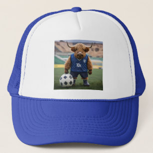 "Goal-Getter: A Highland Cow Dressed for Soccer" Trucker Hat