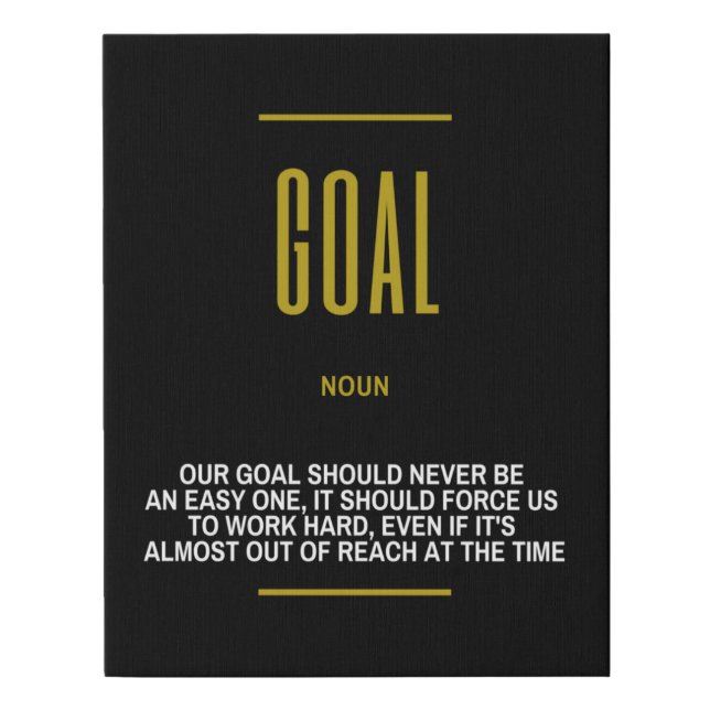 Goal Inspirational Quote On Success Faux Canvas Print (Front)