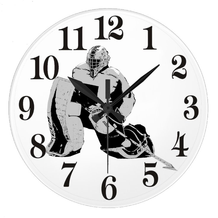 Goal Keeper Ice Hockey Goalie Large Clock Zazzle
