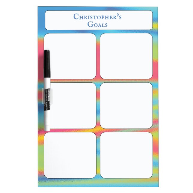 Goal Planning Schedule Organize COlorful Dry Erase Board (Front)