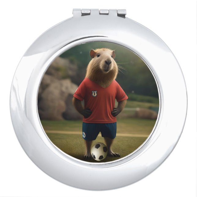 "Goal-Scoring Capybara: The Ultimate Soccer Star!" Compact Mirror (Front)