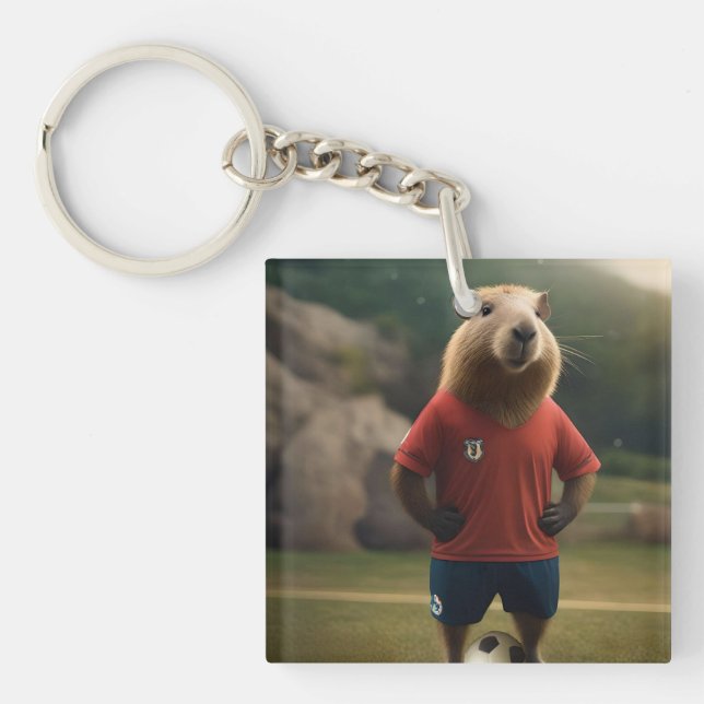 "Goal-Scoring Capybara: The Ultimate Soccer Star!" Keychain (Front)