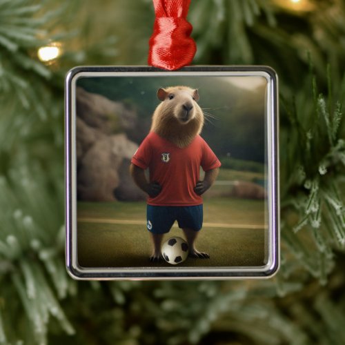 "Goal-Scoring Capybara: The Ultimate Soccer Star!" Metal Ornament