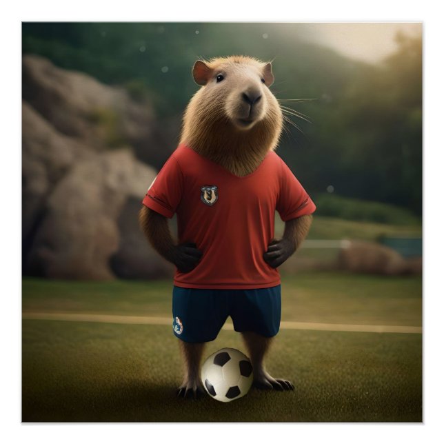 "Goal-Scoring Capybara: The Ultimate Soccer Star!" Poster (Front)