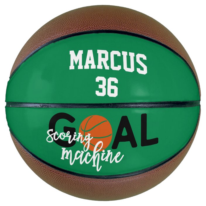 Goal Scoring Machine Green And White Personalized Basketball