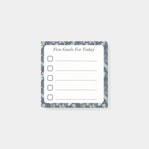 Goal Setting Checklist Blue Teal Foliage Sticky  Post_it Notes