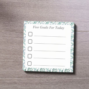 Goal Setting Checklist Foliage Sticky Post-it Notes