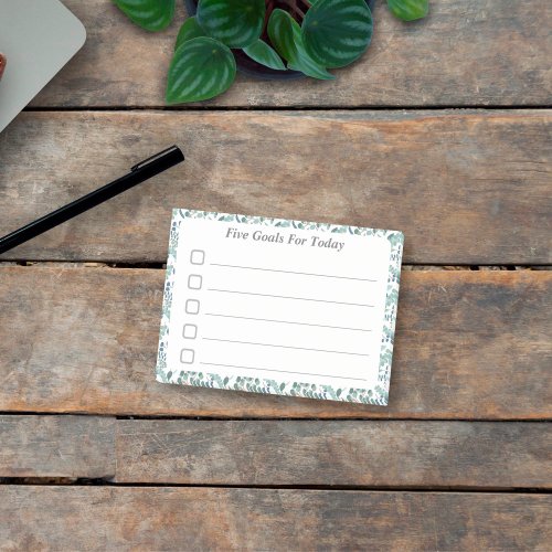 Goal Setting Checklist Teal Foliage Sticky Post_it Notes