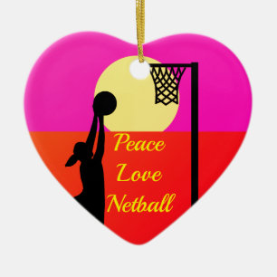 Goal Shooter Peace Love Netball Quote Ceramic Ornament