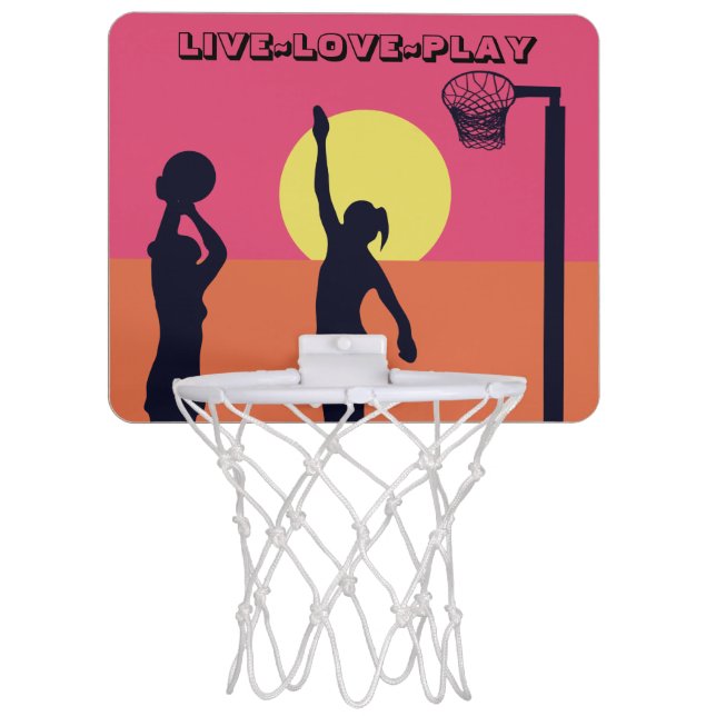 Goal Shooter Theme Live Love Play Netball Mini Basketball Hoop (Front)