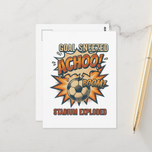 Goal Sneezed Stadium Exploded Postcard