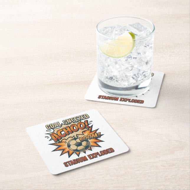 Goal Sneezed Stadium Exploded Square Paper Coaster (Insitu)