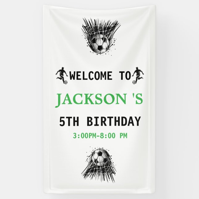 Goal! Soccer 5th Birthday Party Banner (Vertical)