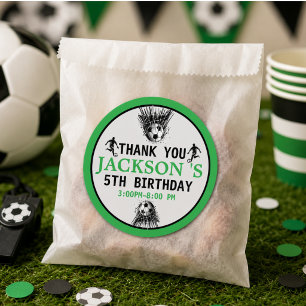 Goal! Soccer 5th Birthday Party Classic Round Sticker