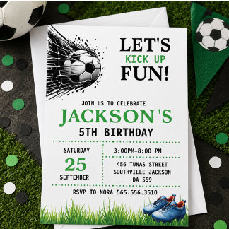 Goal! Soccer 5th Birthday Party Invitation