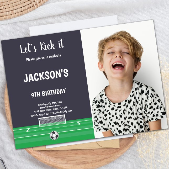 Goal Soccer Birthday Invitation with Photo (Goal Soccer Birthday Invitations with photo)