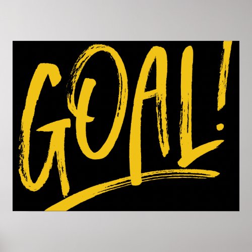 Goal soccer hockey black gold sports art poster