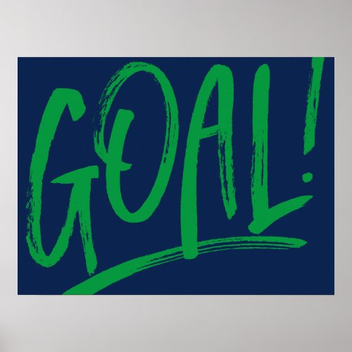 Goal soccer hockey blue green sports art poster