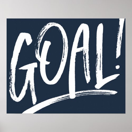 Goal soccer hockey navy blue sports art poster