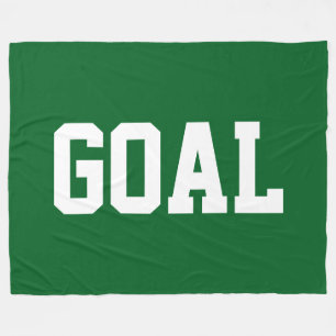 GOAL Sporty Athletic White Text On Vintage Green Fleece Blanket