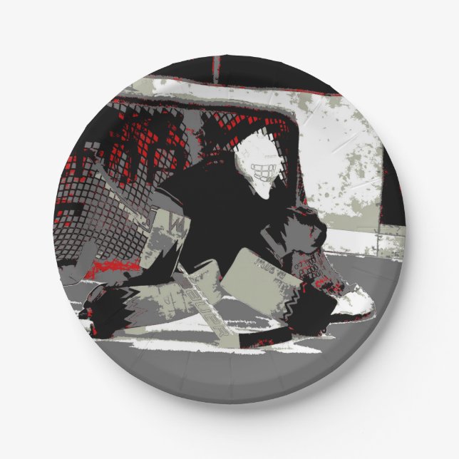 Goal Stopper - Ice Hockey Goalie Paper Plates (Front)
