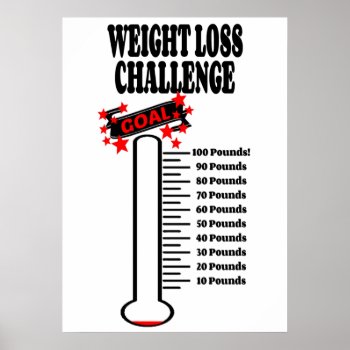 Goal Thermometer 100 Pound Weight Loss Goal Poster by KizzleWizzleZizzle at Zazzle