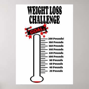 Goal Thermometer 200 Pound Weight Loss Goal Poster by KizzleWizzleZizzle at Zazzle