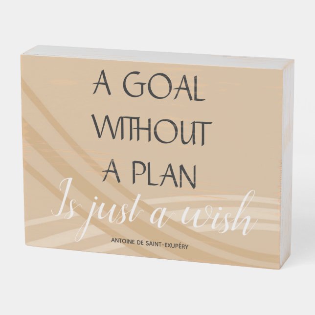 Goal Without a Plan Swish Wooden Box Sign (Angled Horizontal)