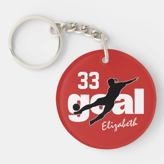goal women's soccer any color duffel tag keychain