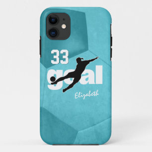 Goal women's soccer player name jersey number iPhone 11 case
