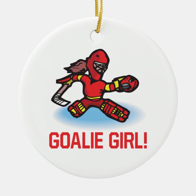 Goalie Girl Ceramic Ornament (Front)