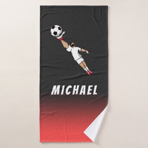 Goalie Goalkeeper Soccer Player Cool Black Kids Bath Towel