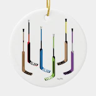Goalie Hockey Sticks Ceramic Ornament