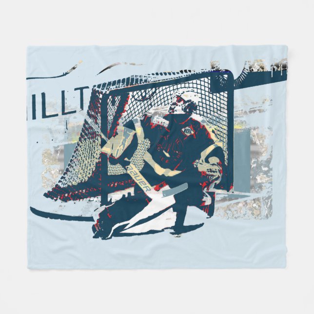 Goalie - Ice Hockey Player Fleece Blanket (Front (Horizontal))