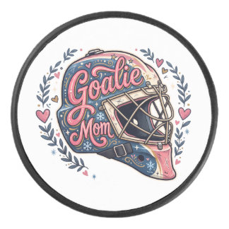 Goalie Mom Ice Hockey Helmet Mask Heart Retro Art Puck