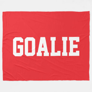 GOALIE Sporty Athletic White Text On Bright Red Fleece Blanket