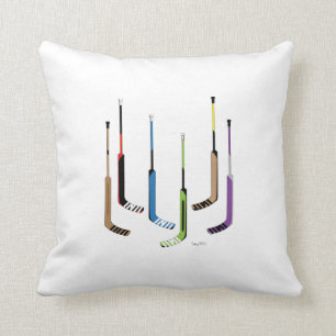 Goalie Sticks Hockey Throw Pillow