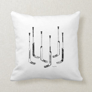 Goalie Sticks Hockey Throw Pillow