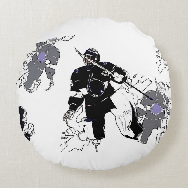 Goalies Rock! Hockey Player   Round Pillow (Front)