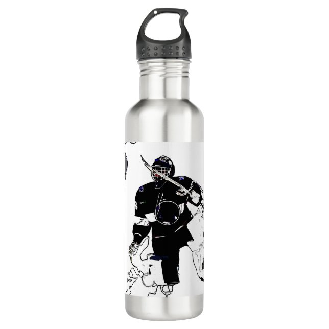 Goalies Rock! Hockey Player  Stainless Steel Water Bottle (Front)