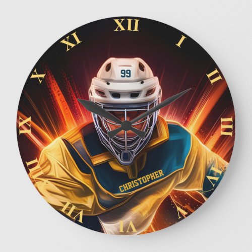 Goalkeeper Ice Hockey With Your Name Goalie Large Clock