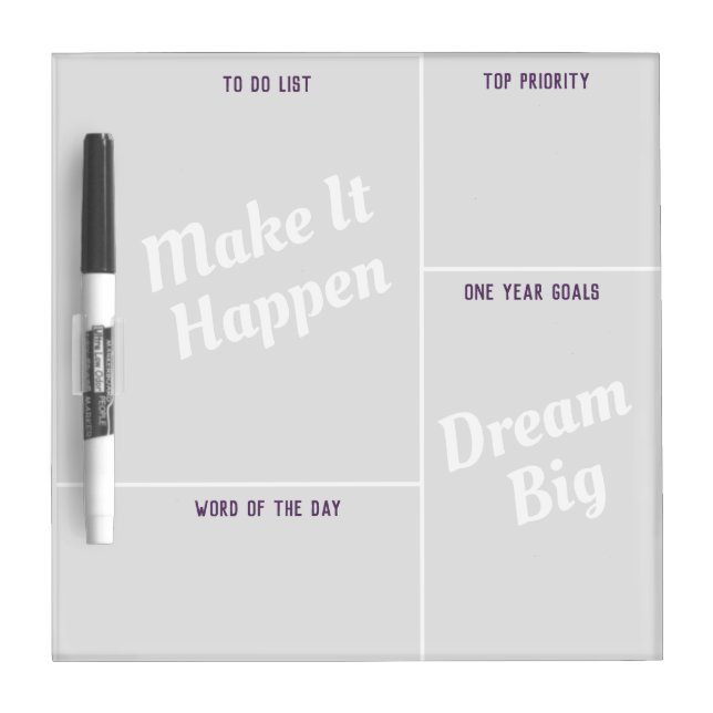 Goals Action Bullet List Dry Erase Board (Front)